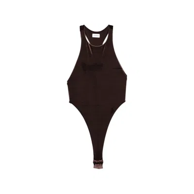 The Andamane Fonda Halterneck Bodysuit In Brown