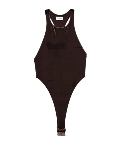 The Andamane Fonda Halterneck Bodysuit In Brown