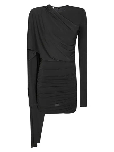 The Andamane Form-fitting Mini Dress With Smooth Texture In Black