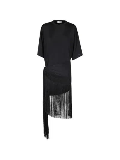 The Andamane Fringed Asymmetric Dress In Black