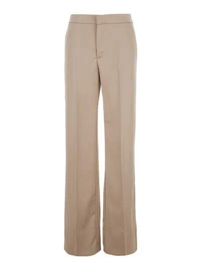 The Andamane Front Pleat Tech Fabric Trousers In Neutral