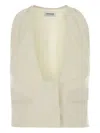 The Andamane Stretch Gabardine Sleeveless Deep V-neck Vest In Neutral