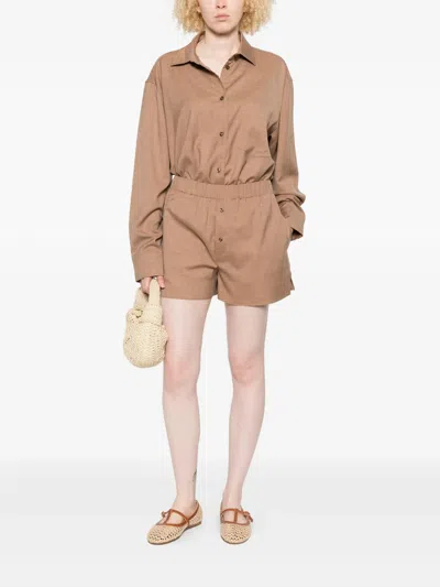 The Andamane Georgiana Oversized Shirt And Boxer Shorts Set Size S In Nude