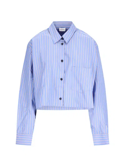 The Andamane Georgiana Striped Cropped Shirt In Blue