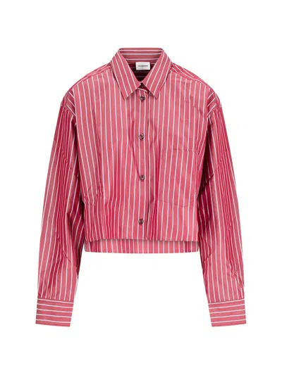 The Andamane Georgiana Striped Cropped Shirt In Red