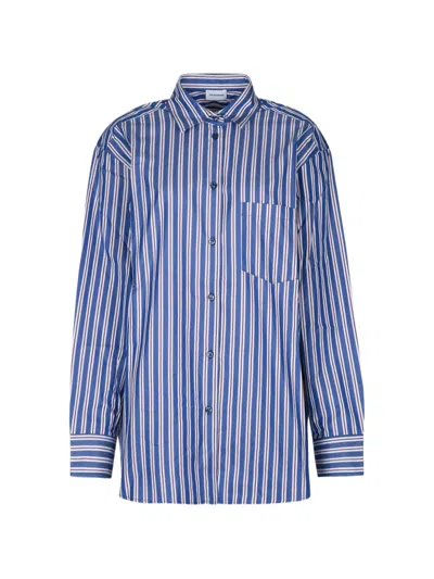 The Andamane Georgiana Striped Shirt And Shorts Set In Blue