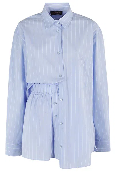 The Andamane Light Blue Striped Cotton Blend Georgiana Suit