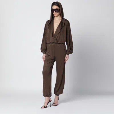 The Andamane Grace Knit Hooded Set Relaxed Tailoring In Brown