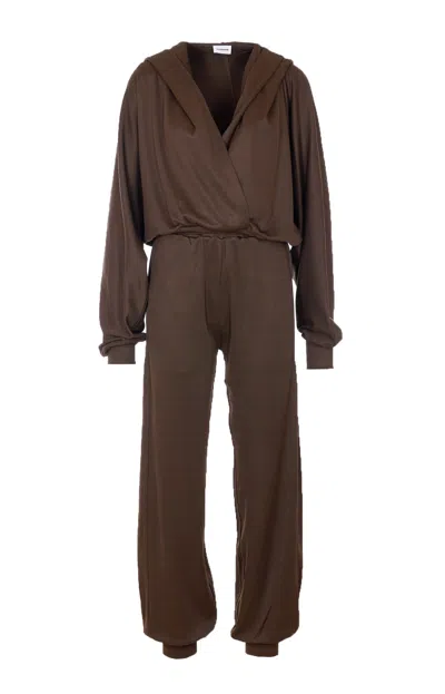 The Andamane Grace Knit Hooded Set Relaxed Tailoring In Brown