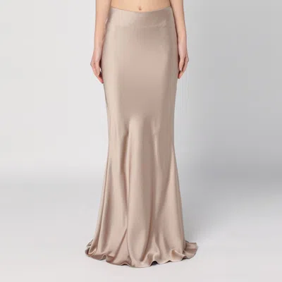 The Andamane Greige Skirt With Back Drape In Beige