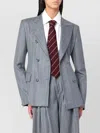 The Andamane Shannon Grey Pinstriped Double-breasted Jacket In Blue