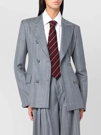 THE ANDAMANE GREY PINSTRIPED DOUBLE BREASTED JACKET