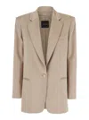 The Andamane Guia Beige Single-breasted Jacket With Notched Revers And Shoulder Pads In Wool Blend Stretch Woman In Multicolor