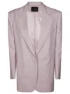 The Andamane Oversized Blazer With Notched Lapel And Front Pockets In Pink