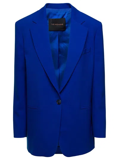 The Andamane 'guia' Oversized Electric Blue Single-breasted Jacket In Viscose Blend Woman