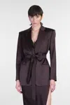 The Andamane Guia With Belt Blazer In Brown Polyester
