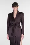 The Andamane Guia With Belt Blazer In Brown Polyester