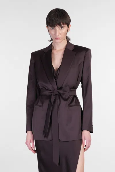 The Andamane Guia With Belt Blazer In Brown Polyester