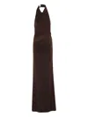 The Andamane Halter-neck Draped Maxi Dress In Brown