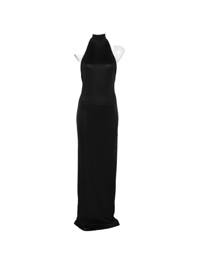 The Andamane Halterneck Backless Maxi Dress In Black
