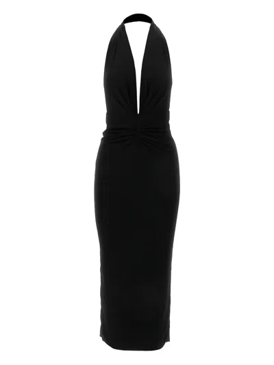 The Andamane Midi Dress With American Neckline In Black