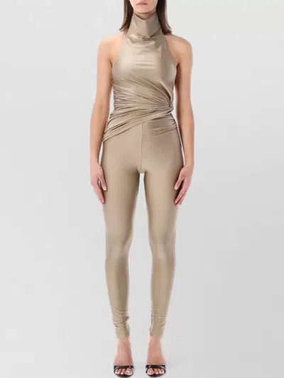The Andamane Halterneck Jumpsuit Open Back Knot Detail In Multi