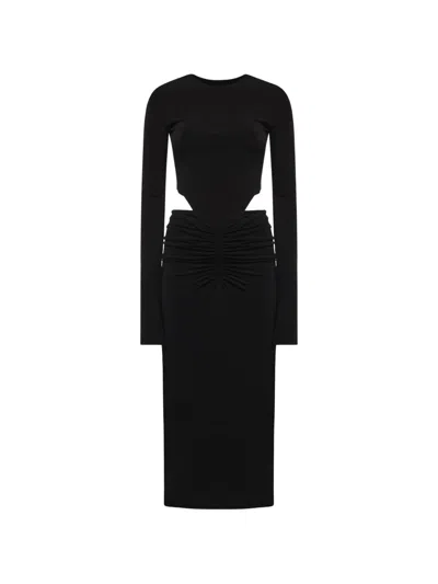 The Andamane Heloise Cut-out Ruched Midi Dress In Black