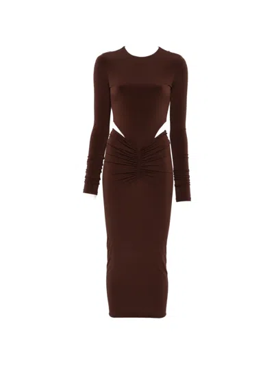 The Andamane Heloise Cut-out Ruched Midi Dress In Multi