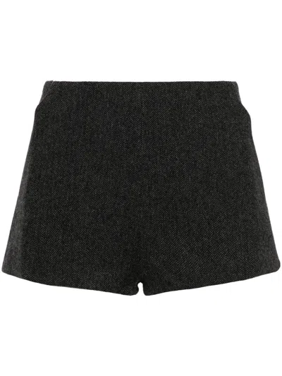 The Andamane Herringbone Mini Shorts In Black