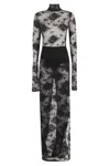 The Andamane High Neck Black Lace Jumpsuit With Side Slit In Blue