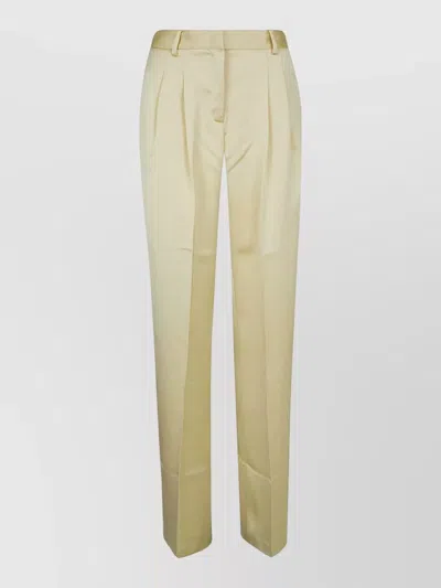 The Andamane High-waisted Satin Trousers With Tailored Silhouette In Neutral