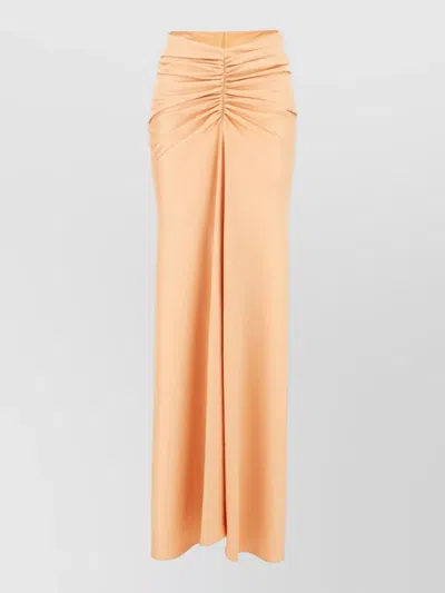 The Andamane High Waist Polyester Skirt Ruched Slit In Orange