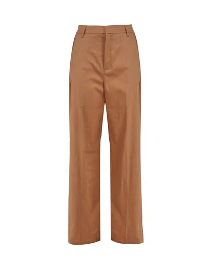 The Andamane High-waisted Cotton Trousers In Brown