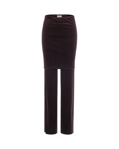 The Andamane High-waist Skirt Overlay Straight-leg Trousers In Brown