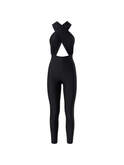 The Andamane Hola Halterneck Cut-out Jumpsuit In Black