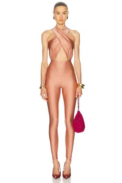 The Andamane Hola Halterneck Jumpsuit In Red