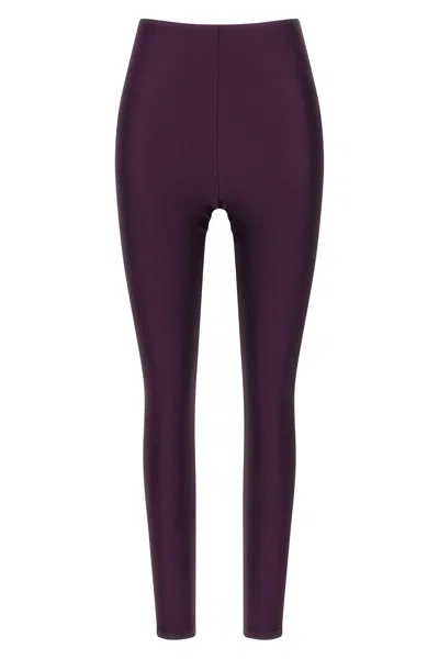 The Andamane High-waisted Stretch Leggings Elastic Waistband In Purple