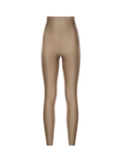 The Andamane Holly 80s Shiny Lycra Leggings In Brown
