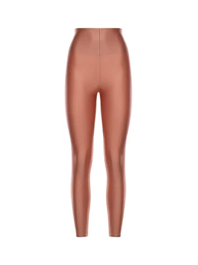 The Andamane Holly 80s Shiny Lycra Leggings In Brown