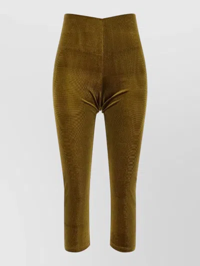 The Andamane Holly High Waist Cropped Velvet Leggings In Brown