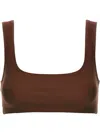 The Andamane Hollywood Square Neck Crop Top In Braun