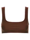 The Andamane Hollywood Square Neck Crop Top In Brown
