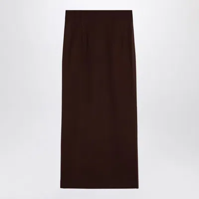 The Andamane Shelby Wool Blend Maxi Skirt In Brown