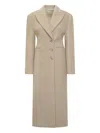 The Andamane Hourglass Buttoned Coat In Neutral