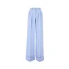 The Andamane Ide-leg Cady Pants With Darts In Blue