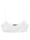 The Andamane Fitted Tulle Bralette Top With Rhinestone Accents In White