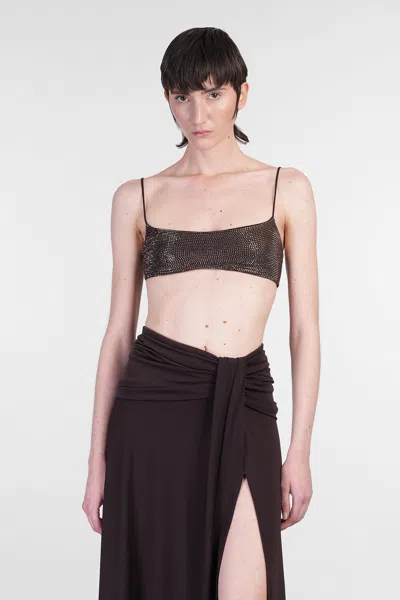 The Andamane Inga Crystal Topwear In Brown Polyamide