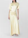 The Andamane Vanilla-coloured Iris Dress With Draping In Yellow