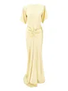 The Andamane Vanilla-coloured Iris Dress With Draping In Yellow