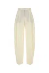 The Andamane Gabardine Trousers With Back Pockets And Pleated Design In Off White